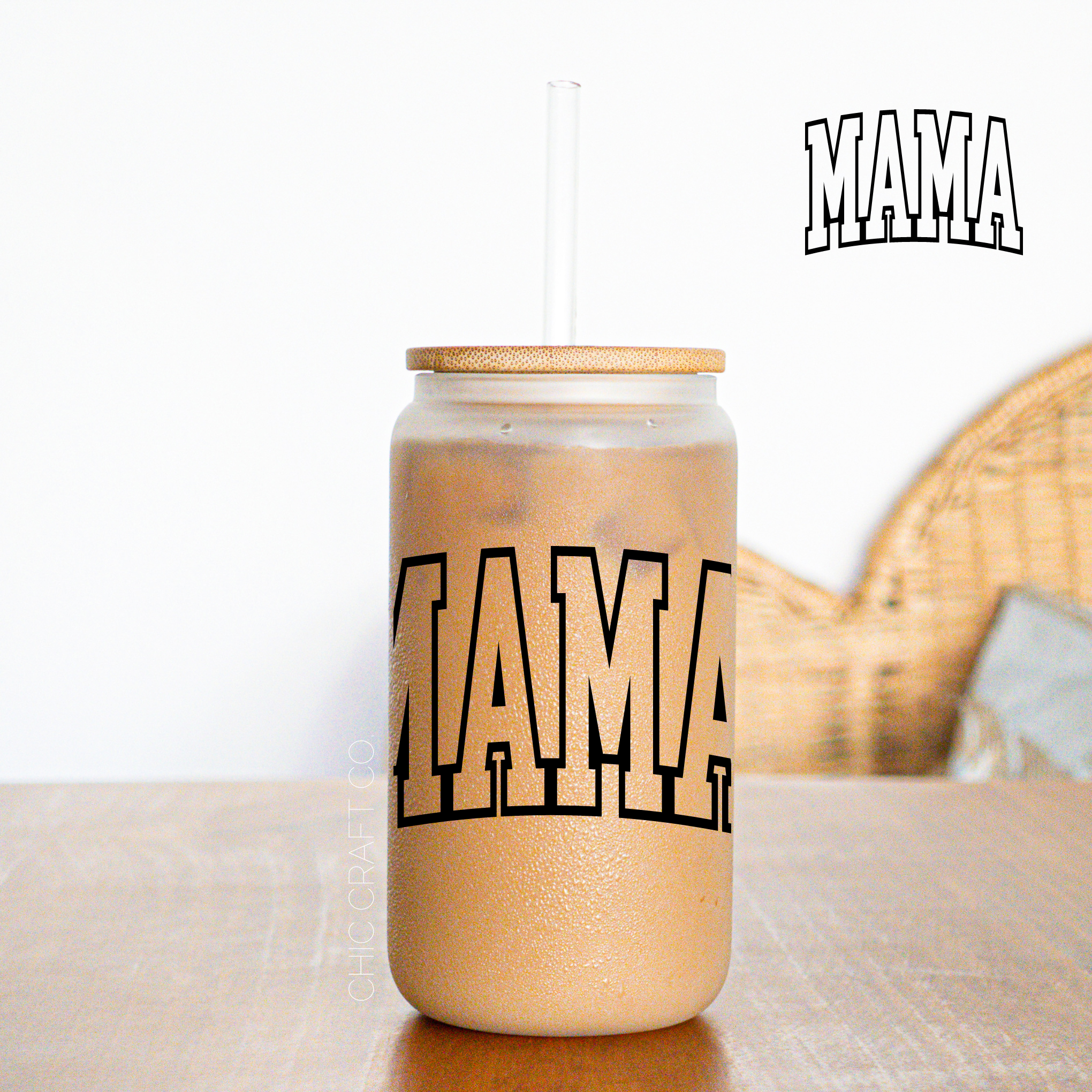 Varsity Mama Frosted Glass Tumbler
