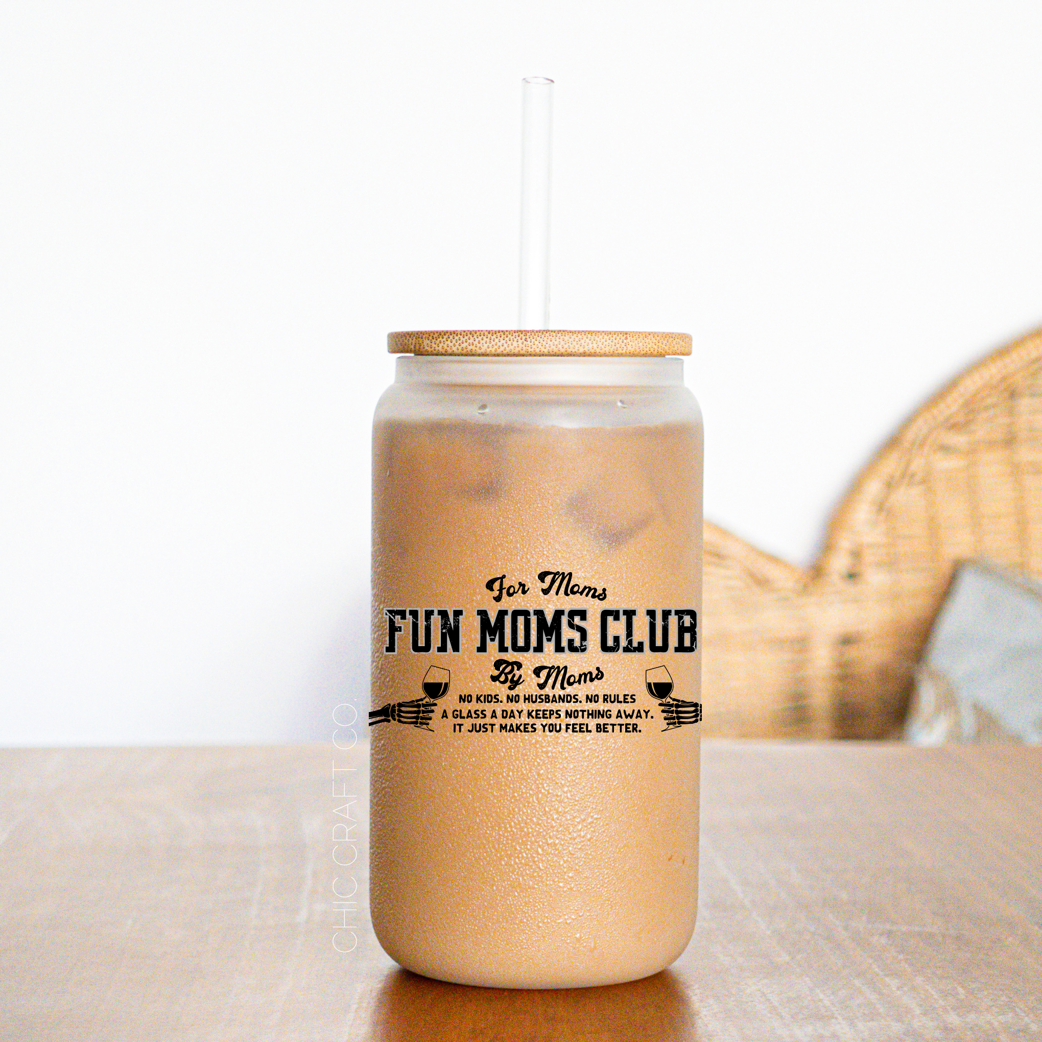 Fun Moms Club Frosted Glass Tumbler