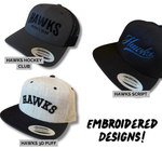 Load image into Gallery viewer, HAWKS Adult Curved Brim Snapbacks- 6 designs!
