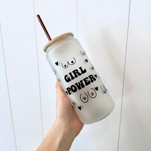 Girl Power Boobs Frosted Glass Tumbler